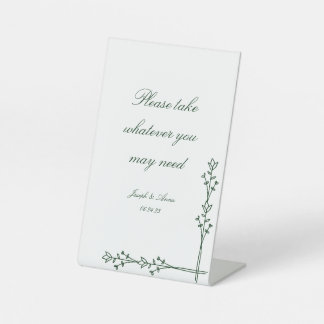 Badkamerbord in donkergroene bloemen reclamebord met voetstuk