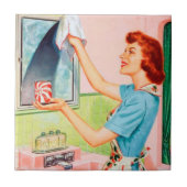 badkamerdame retro tegeltje (Voorkant)