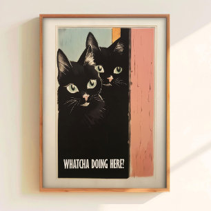 Badkamerkattenprint voor toiletmuur kunst grappig poster