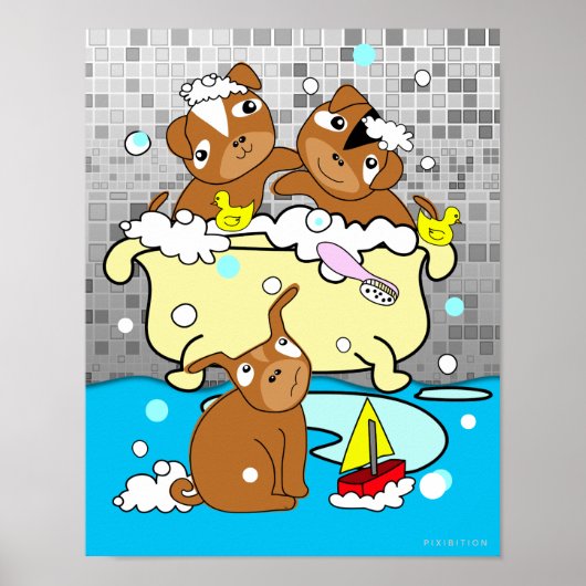 Badkuip Puppy Poster 3 (Voorkant)