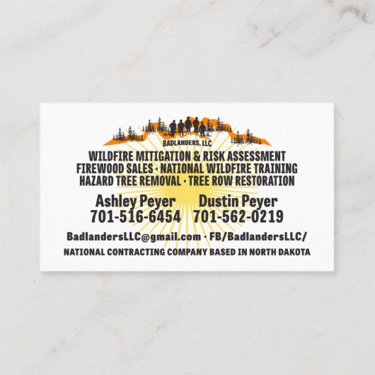 Badlanders LLC Carte de visite (Dos)