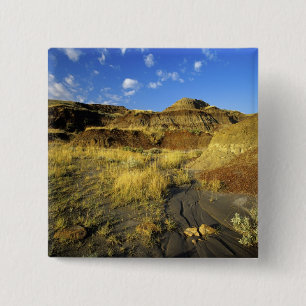 Badlands bij Dinosaur Provincial Park in Alberta, Vierkante Button 5,1 Cm