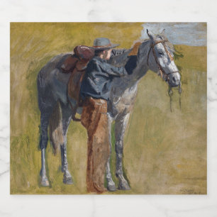Badlands, Cowboy Paard Wilde Westen Thomas Eakins Bier Etiket