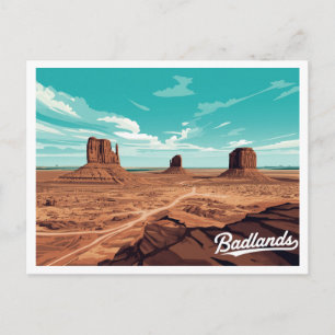 Badlands Monument Valley Vintage Kunst Briefkaart