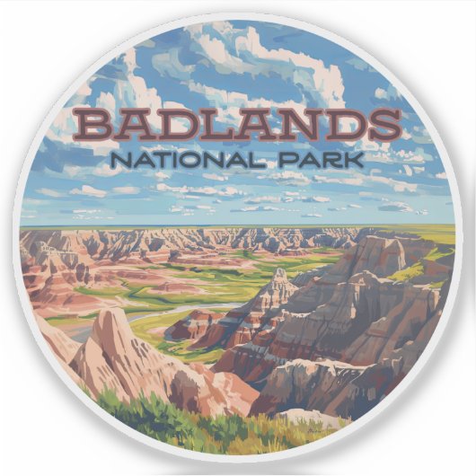 Badlands Nationaal Park South Dakota Landschap Sticker (Voorkant)
