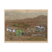 Badlands National Park, carte postale de style Vin