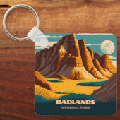 Badlands National Park Mountains Retro Sleutelhanger (Voorkant)