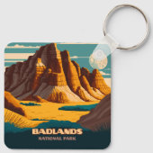 Badlands National Park Mountains Retro Sleutelhanger (Achterkant)