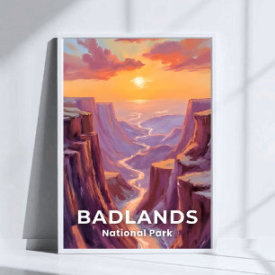 Badlands National Park South Dakota Schilderij Poster