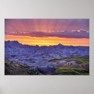 Badlands National Park Zonsondergang, South Dakota Poster