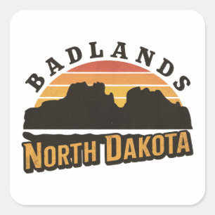 Badlands North Dakota Retro Vierkante Sticker