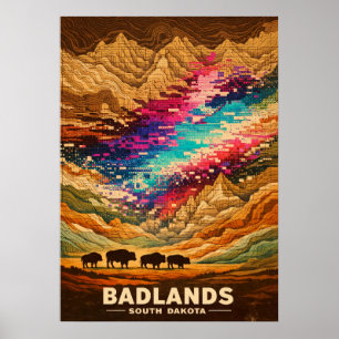 Badlands South Dakota Retro Kunst Poster