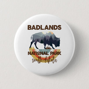 Badlands South Dakota T-shirt Sd Nationaal Park Wa Ronde Button 5,7 Cm