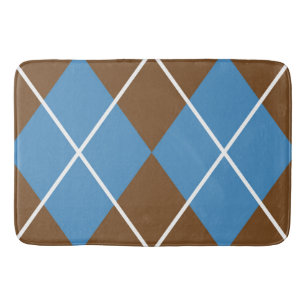Badmat/Bruin en Blauw Ruitpatroon Badmat