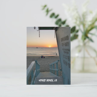 Badmeestertoren bij zonsondergang - Venice Beach, Briefkaart