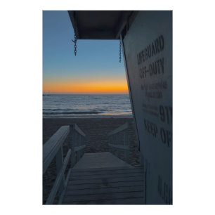 Badmeestertoren bij zonsondergang - Venice Beach, Foto Afdruk