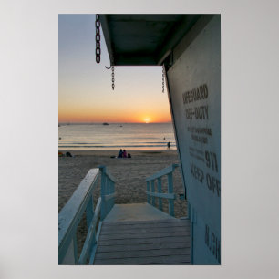 Badmeestertoren bij zonsondergang - Venice Beach,  Poster