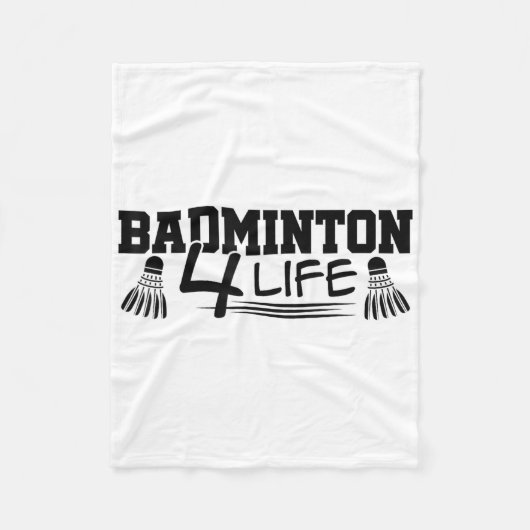 Badminton 4 Life Graphic Badminton Player Shuttle Fleece Deken (Voorkant)