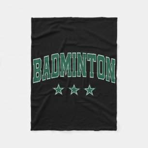 Badminton All Green Stars Clic Retro Varsity Text Fleece Deken
