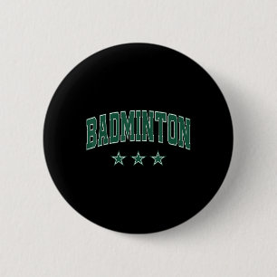 Badminton All Green Stars Clic Retro Varsity Text Ronde Button 5,7 Cm