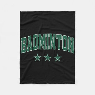 Badminton All Green Stars Klik Retro Varsity Text Fleece Deken
