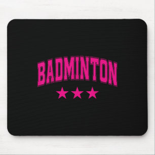 Badminton All Pink Stars Clic Retro Varsity Tekst Muismat