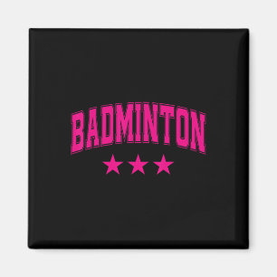 Badminton All Pink Stars Klik Retro Varsity Text Magneet