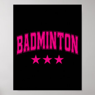 Badminton All Pink Stars Klik Retro Varsity Text Poster