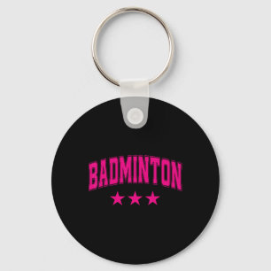 Badminton All Pink Stars Klik Retro Varsity Text Sleutelhanger