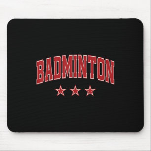 Badminton All Red Stars Clic Retro Varsity Tekst Muismat