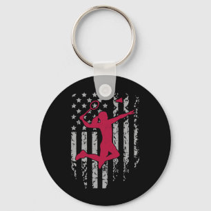 Badminton American Flag Patriotic High School Spor Sleutelhanger