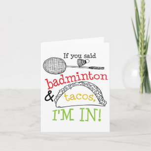Badminton &amp; Tacos IM in sportspeler Funny Gi Kaart