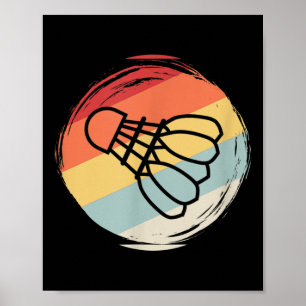 Badminton Bal Vintage Jaren 60 70 Jaren Stijl Ontw Poster