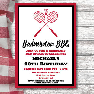 Badminton BBQ Party Sport Verjaardag Kaart