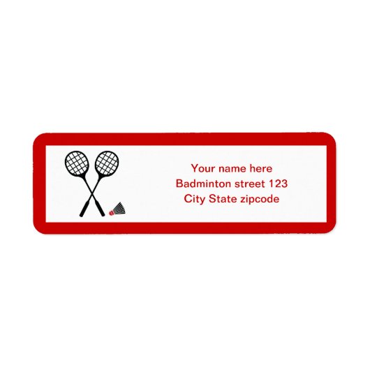 Badminton-cadeaus, racquet- en pendelocks etiket (Voorkant)