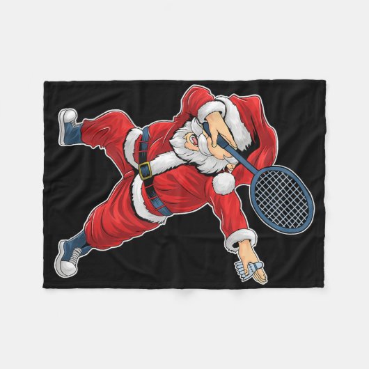 Badminton Christmas Dabbing Santa Claus With Shutt Fleece Deken (Voorkant (Horizontaal))