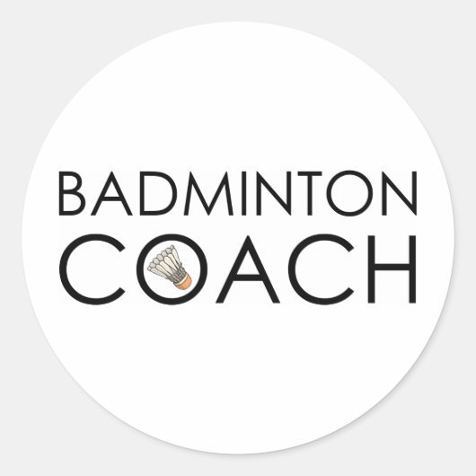Badminton Coach Ronde Sticker (Voorkant)