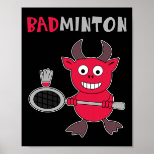 Badminton Devil Badminton Player Shuttle Sports SM Poster