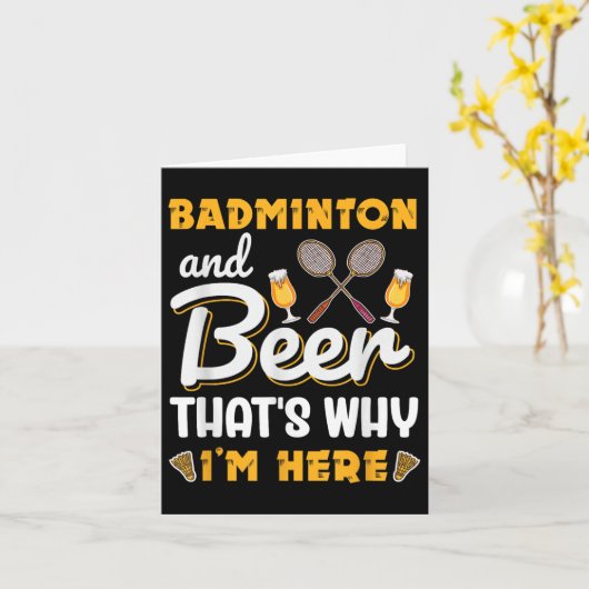 Badminton en bier shuttle badminton liefhebber kaart (Gele Bloem)