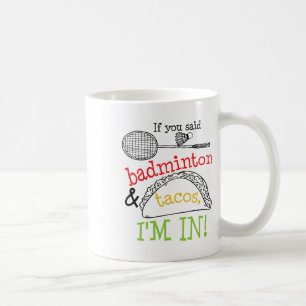 Badminton en taco's in sportspeler grappig cadeau koffiemok