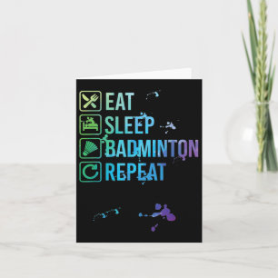 Badminton Eten Slapen Herhalen Waterverf Cadeau Kaart