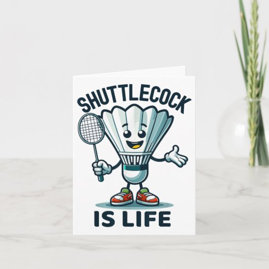 Badminton Forever Cartoon Shuttle en Racket Graph Kaart (Voorkant)