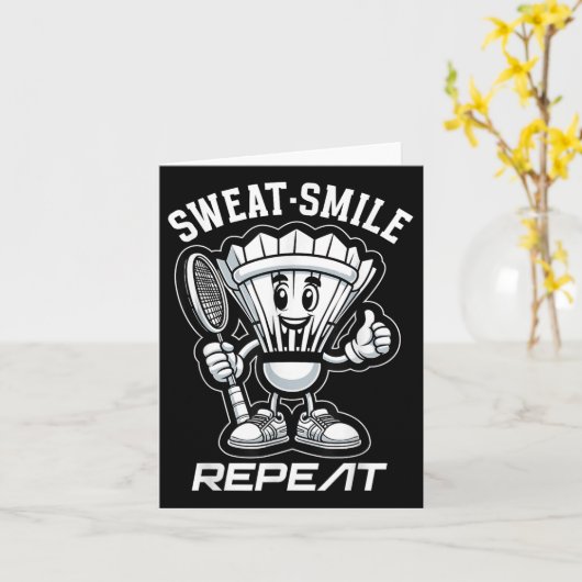 Badminton Forever Cartoon Shuttle en Racket Graph Kaart (Gele Bloem)