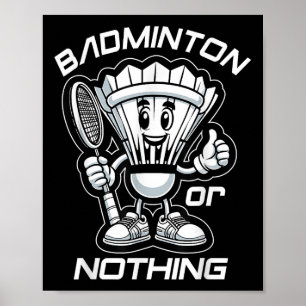Badminton Forever Cartoon Shuttle en Racket Graph Poster