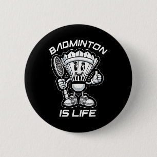 Badminton Forever Cartoon Shuttle en Racket Graph Ronde Button 5,7 Cm