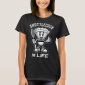 Badminton Forever Cartoon Shuttle en Racket Graph T-shirt (Voorkant)