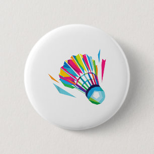 Badminton Game Shuttle Sport Badminton Pop Art Ronde Button 5,7 Cm