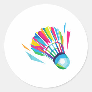 Badminton Game Shuttle Sport Badminton Pop Art Ronde Sticker
