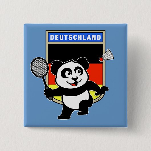 Badminton Germany Panda Vierkante Button 5,1 Cm (Voorkant)