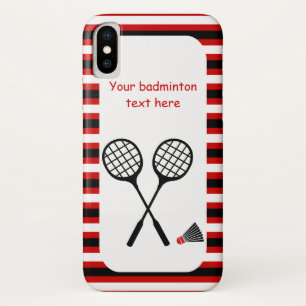 Badminton geschenken, racket en shuttle strepen iPhone x hoesje